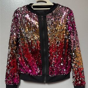 Sequin Bomber Jacket - Multicolor